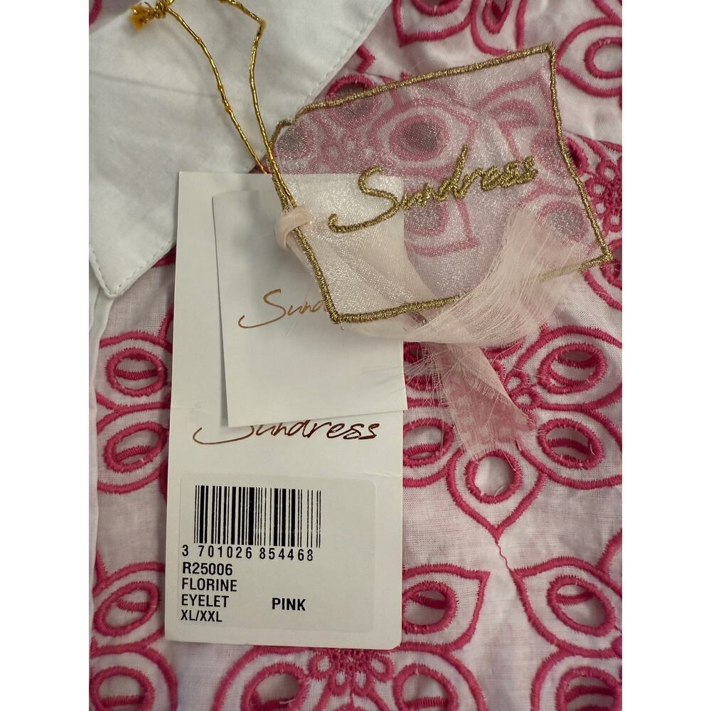 Sundress Florine Eyelet Dress Womens XL XXL Pink White Embroidered Cotton France - Picture 9 of 12